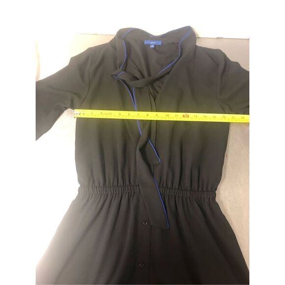 Apt. 9 Women’s Black Blue Trim Button Down Designed Knee Length Long Sleeve Dres - Picture 6 of 6